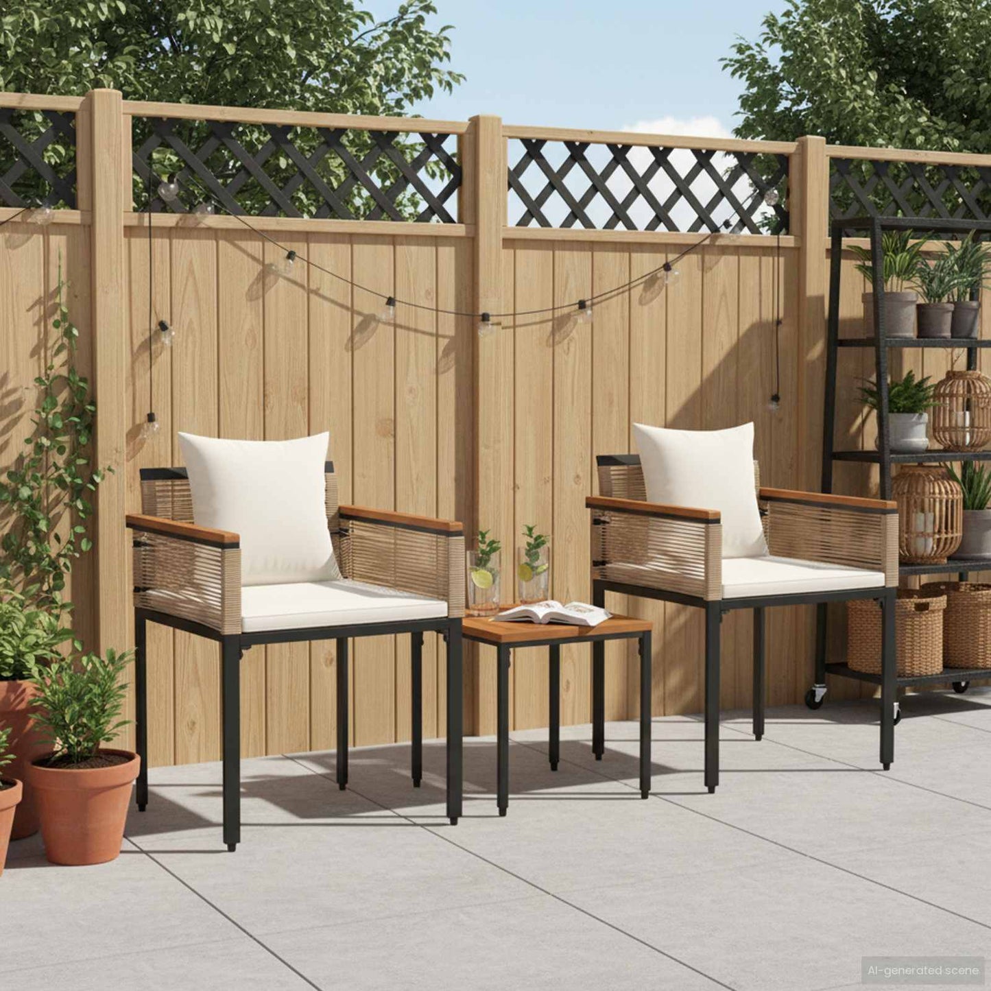 vidaXL Outdoor Furniture Set Beige and Cream White Poly Rattan