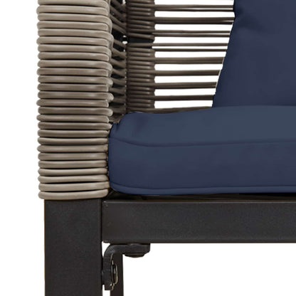 vidaXL Outdoor Furniture Set Grey and Navy Blue Poly Rattan