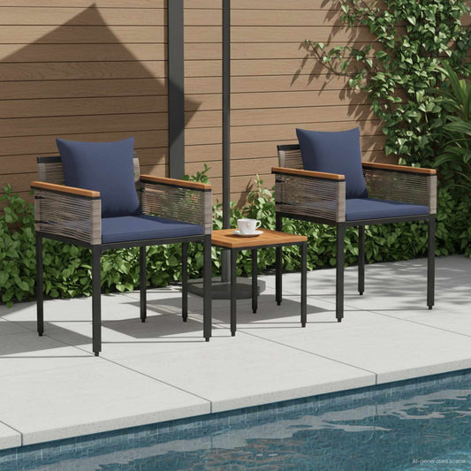 vidaXL Outdoor Furniture Set Grey and Navy Blue Poly Rattan