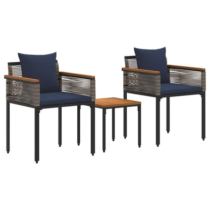 vidaXL Outdoor Furniture Set Grey and Navy Blue Poly Rattan
