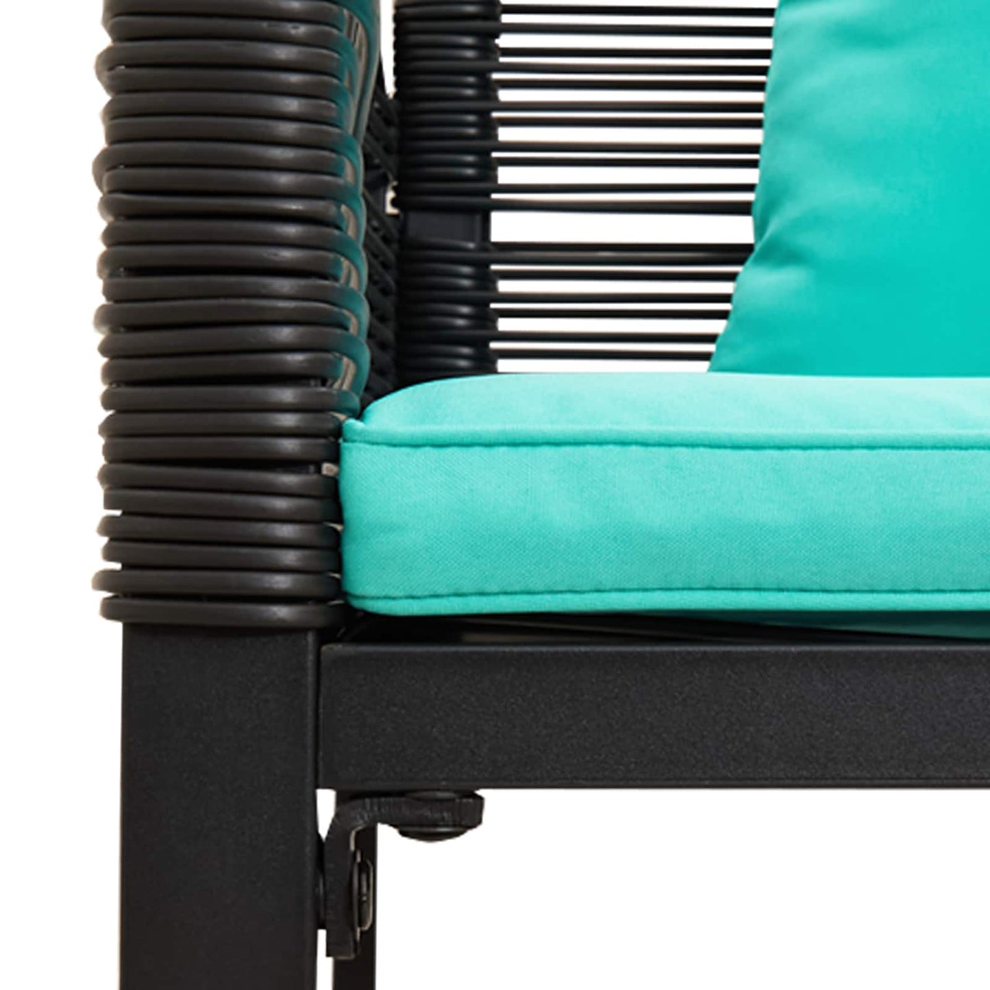 vidaXL Outdoor Furniture Set Black and Turquoise Poly Rattan