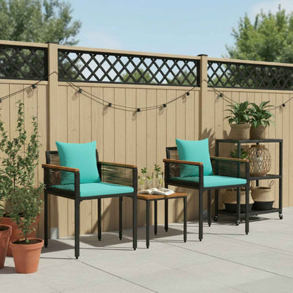 vidaXL Outdoor Furniture Set Black and Turquoise Poly Rattan