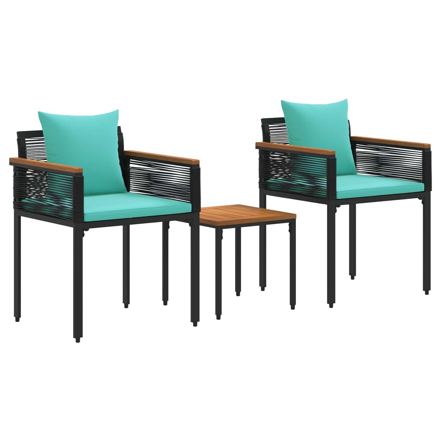 vidaXL Outdoor Furniture Set Black and Turquoise Poly Rattan