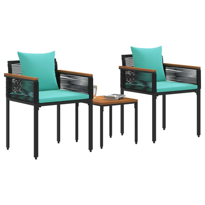 vidaXL Outdoor Furniture Set Black and Turquoise Poly Rattan