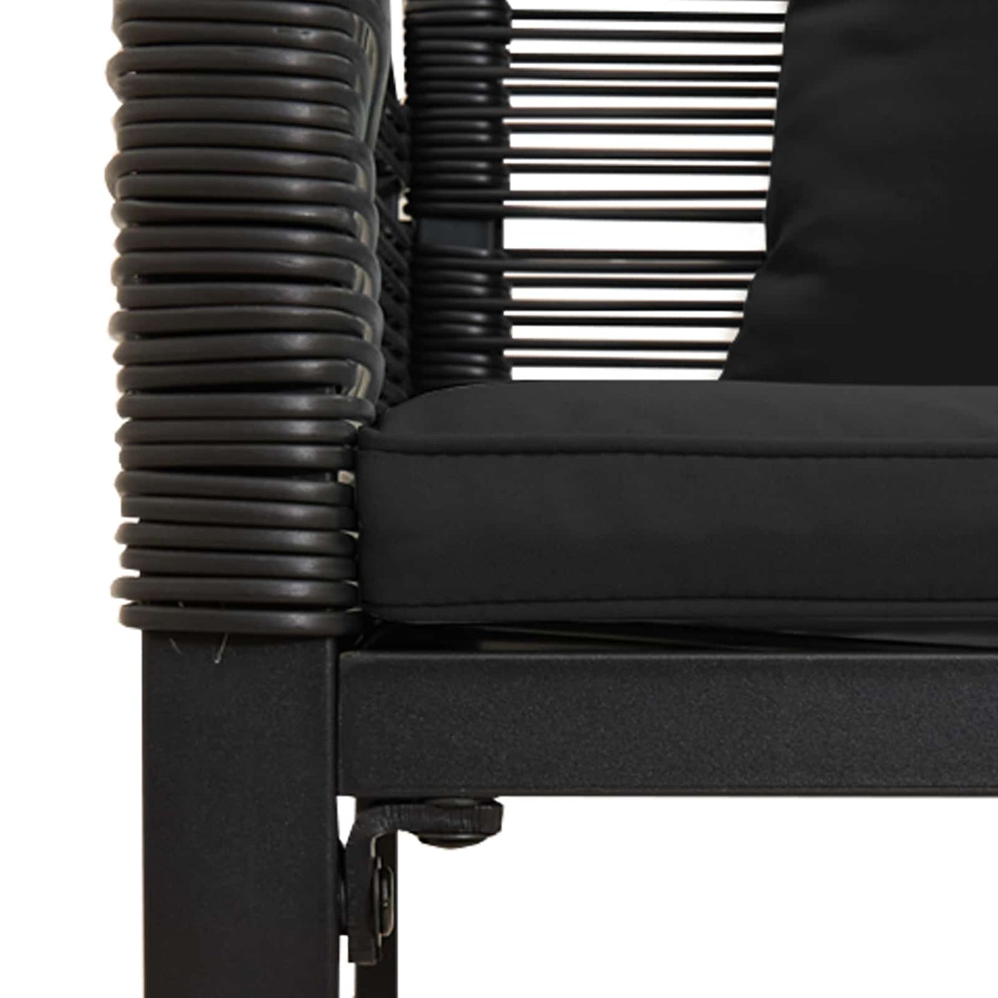 vidaXL Outdoor Bench with Cushion Black 117 x 54 x 74.5 cm Poly Rattan