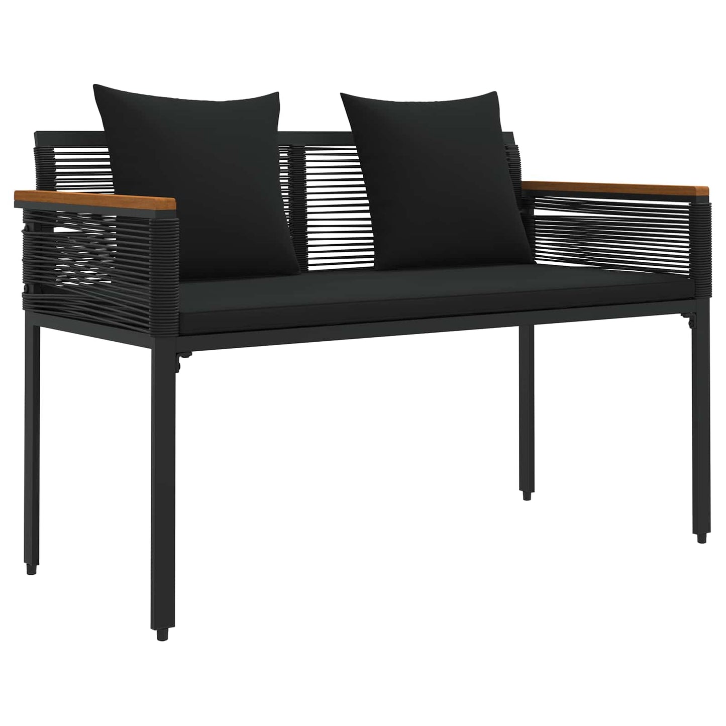vidaXL Outdoor Bench with Cushion Black 117 x 54 x 74.5 cm Poly Rattan
