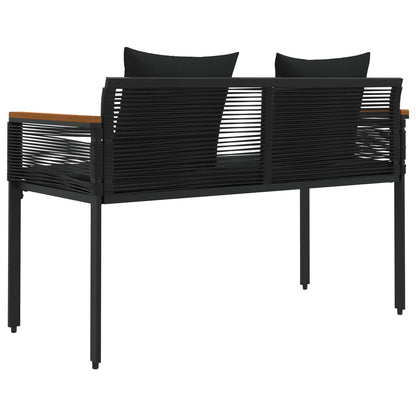 vidaXL Outdoor Bench with Cushion Black 117 x 54 x 74.5 cm Poly Rattan