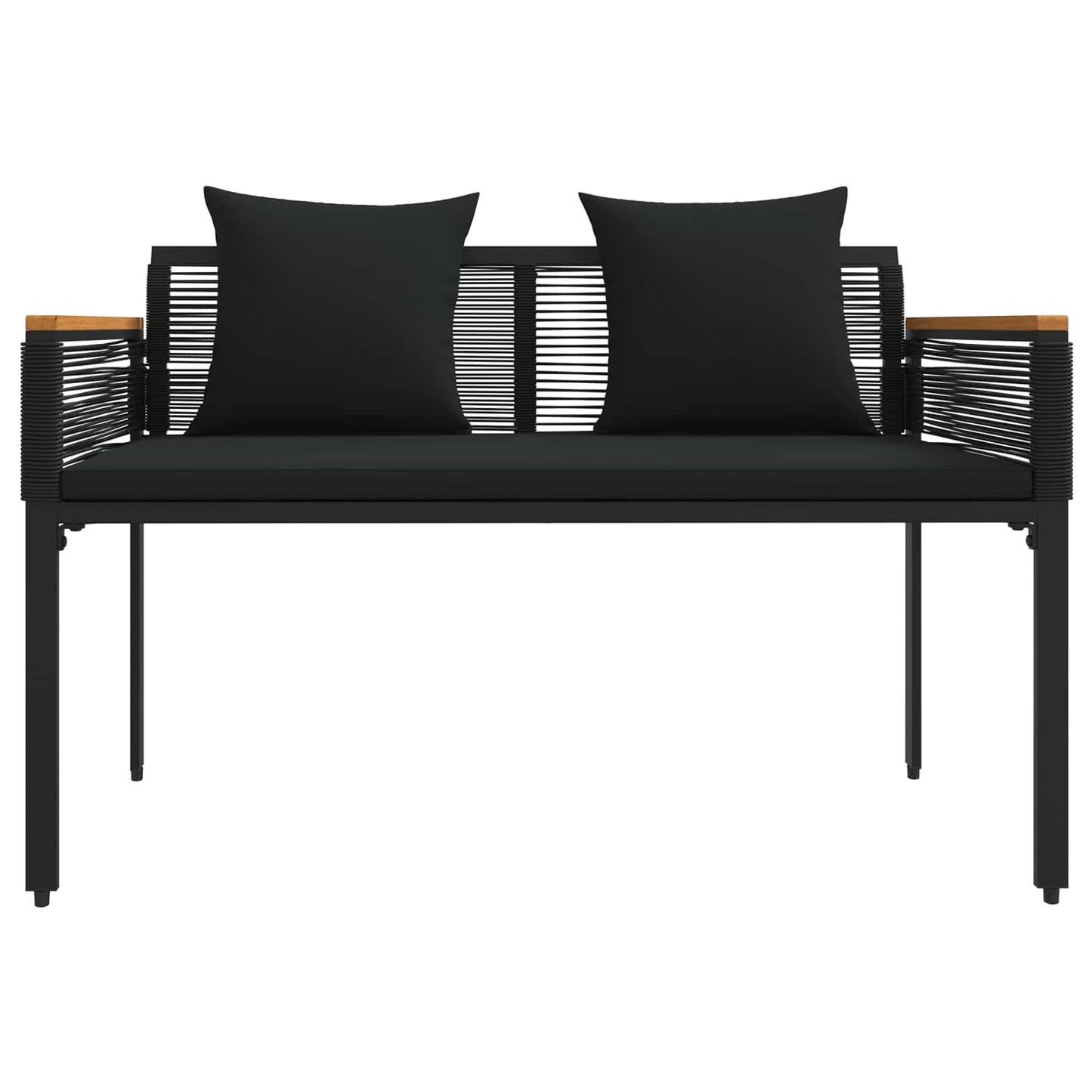 vidaXL Outdoor Bench with Cushion Black 117 x 54 x 74.5 cm Poly Rattan