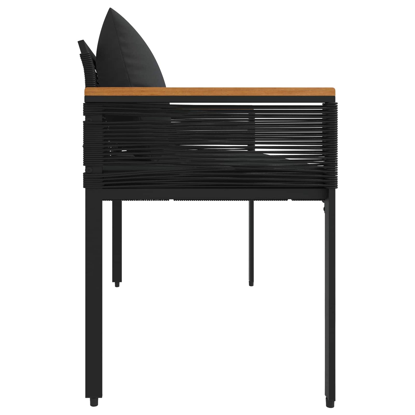 vidaXL Outdoor Bench with Cushion Black 117 x 54 x 74.5 cm Poly Rattan