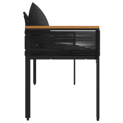 vidaXL Outdoor Bench with Cushion Black 117 x 54 x 74.5 cm Poly Rattan