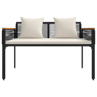 vidaXL Outdoor Bench Black and Cream White 117 x 54 x 74.5 cm