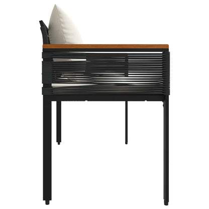 vidaXL Outdoor Bench Black and Cream White 117 x 54 x 74.5 cm