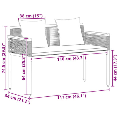 vidaXL Outdoor Bench Black and Cream White 117 x 54 x 74.5 cm