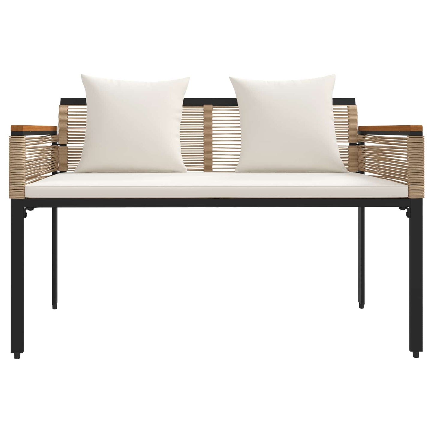 vidaXL Outdoor Bench Beige and Cream White 117 x 54 x 74.5 cm