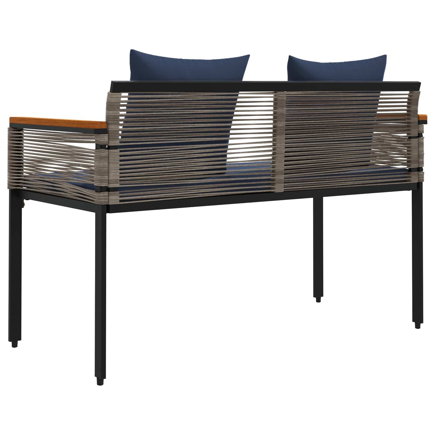 vidaXL Outdoor Bench Grey and Navy Blue 117 x 54 x 74.5 cm Poly Rattan