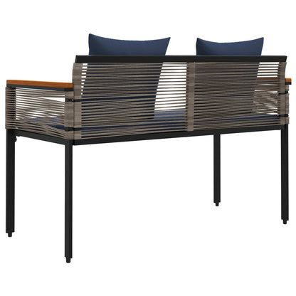 vidaXL Outdoor Bench Grey and Navy Blue 117 x 54 x 74.5 cm Poly Rattan