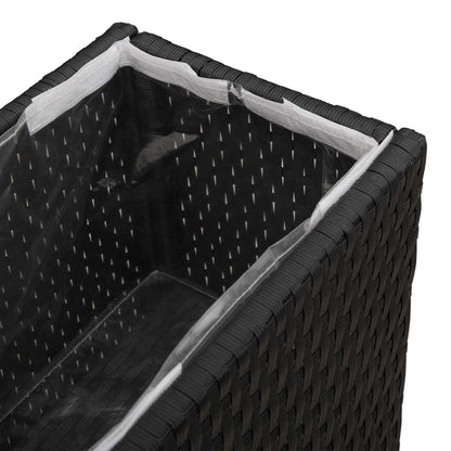 vidaXL Tall Planter Black 55 x 22 x 70 cm Poly Rattan