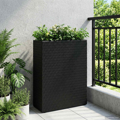 vidaXL Tall Planter Black 55 x 22 x 70 cm Poly Rattan