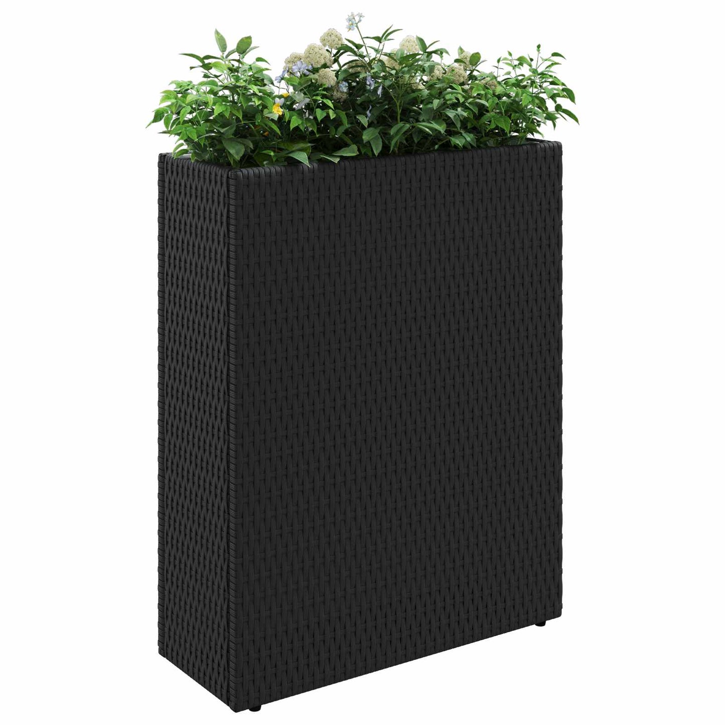 vidaXL Tall Planter Black 55 x 22 x 70 cm Poly Rattan