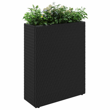 vidaXL Tall Planter Black 55 x 22 x 70 cm Poly Rattan