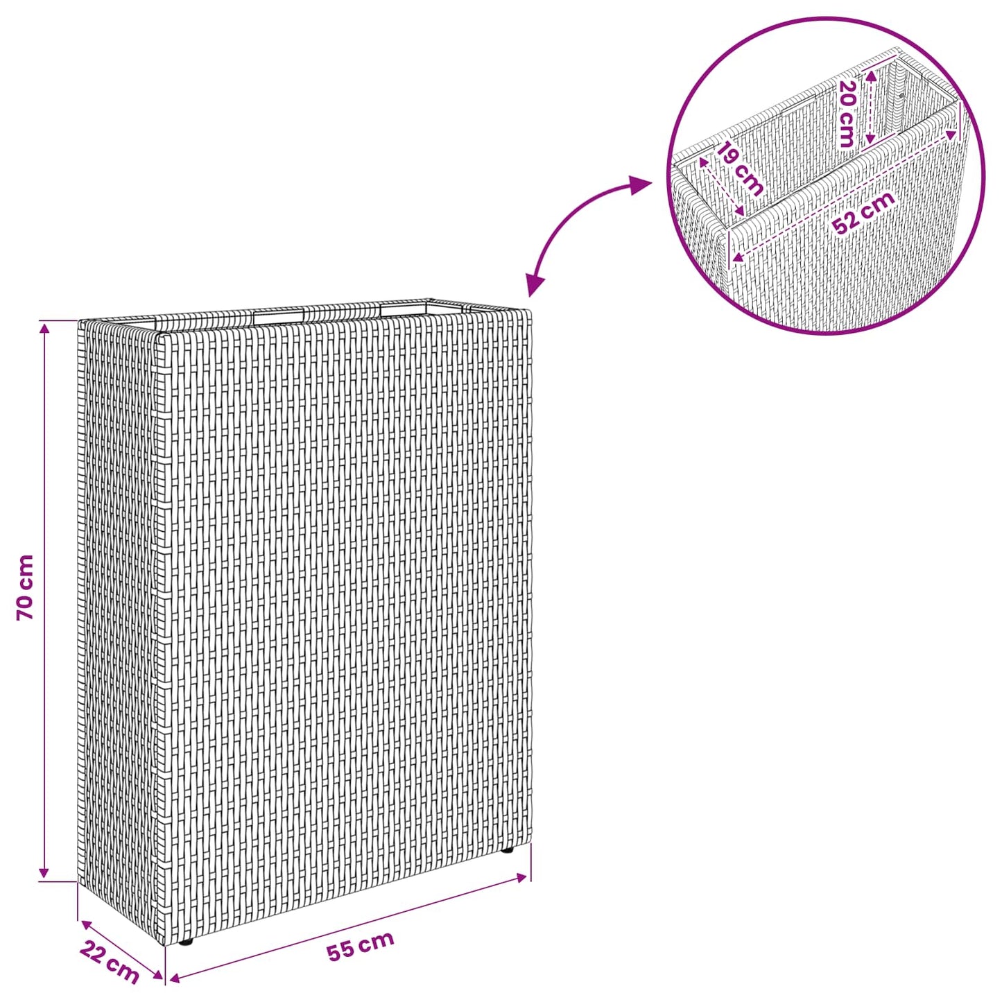 vidaXL Tall Planter 55 x 22 x 70 cm Yes