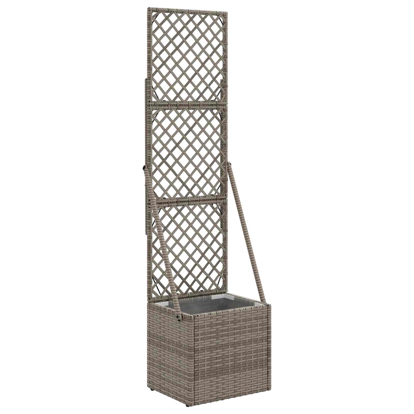 vidaXL Garden Planter with Trellis Grey 35 x 30 x 135 cm Poly Rattan