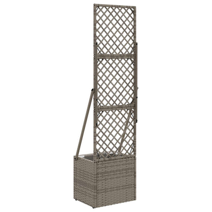 vidaXL Garden Planter with Trellis Grey 35 x 30 x 135 cm Poly Rattan