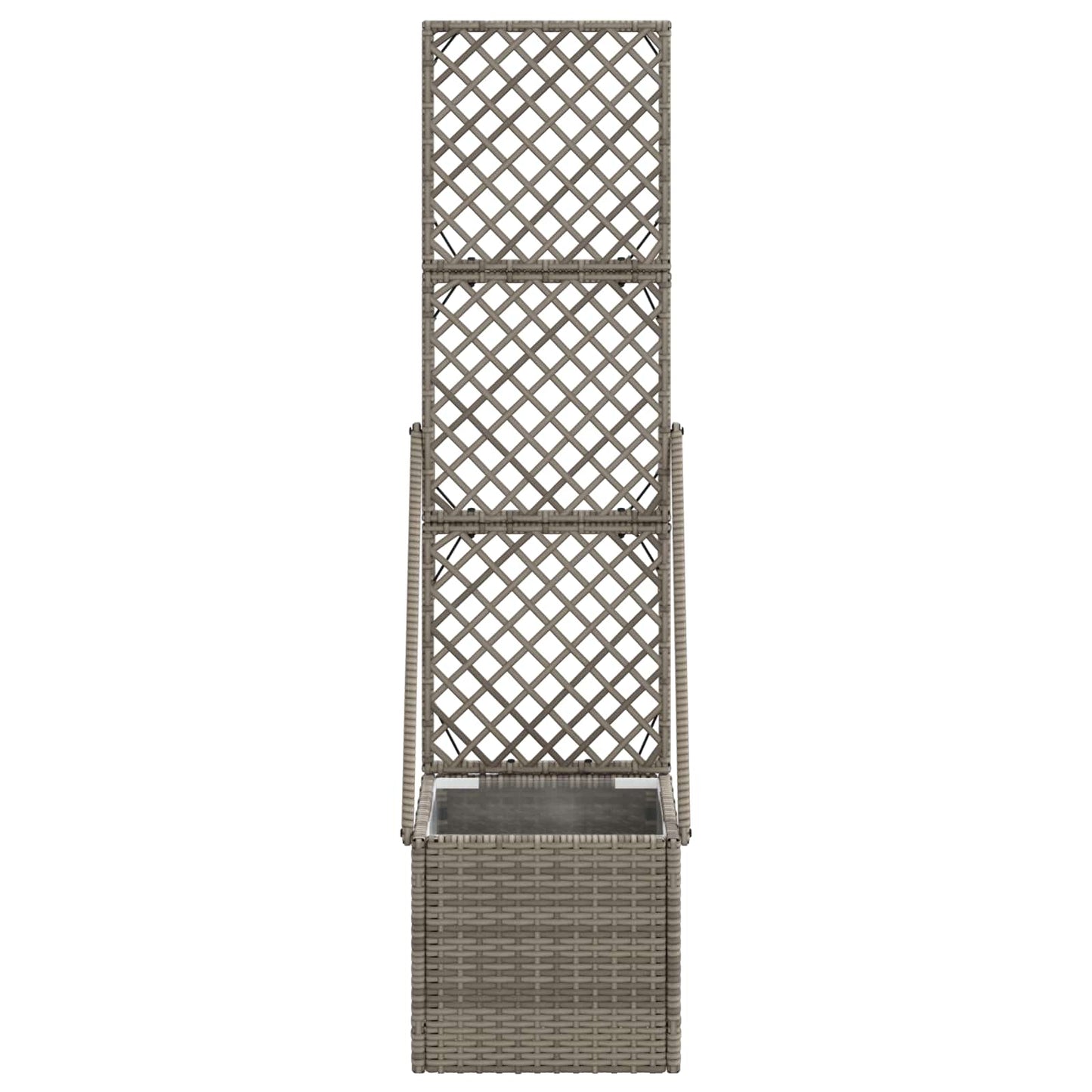 vidaXL Garden Planter with Trellis Grey 35 x 30 x 135 cm Poly Rattan