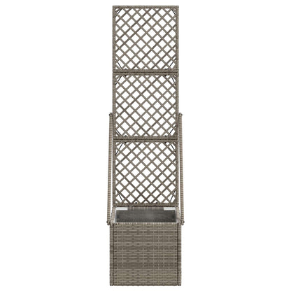 vidaXL Garden Planter with Trellis Grey 35 x 30 x 135 cm Poly Rattan