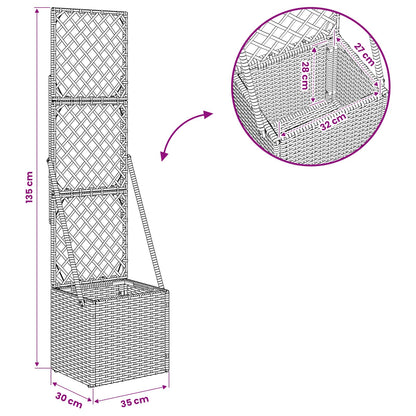 vidaXL Garden Planter with Trellis Grey 35 x 30 x 135 cm Poly Rattan