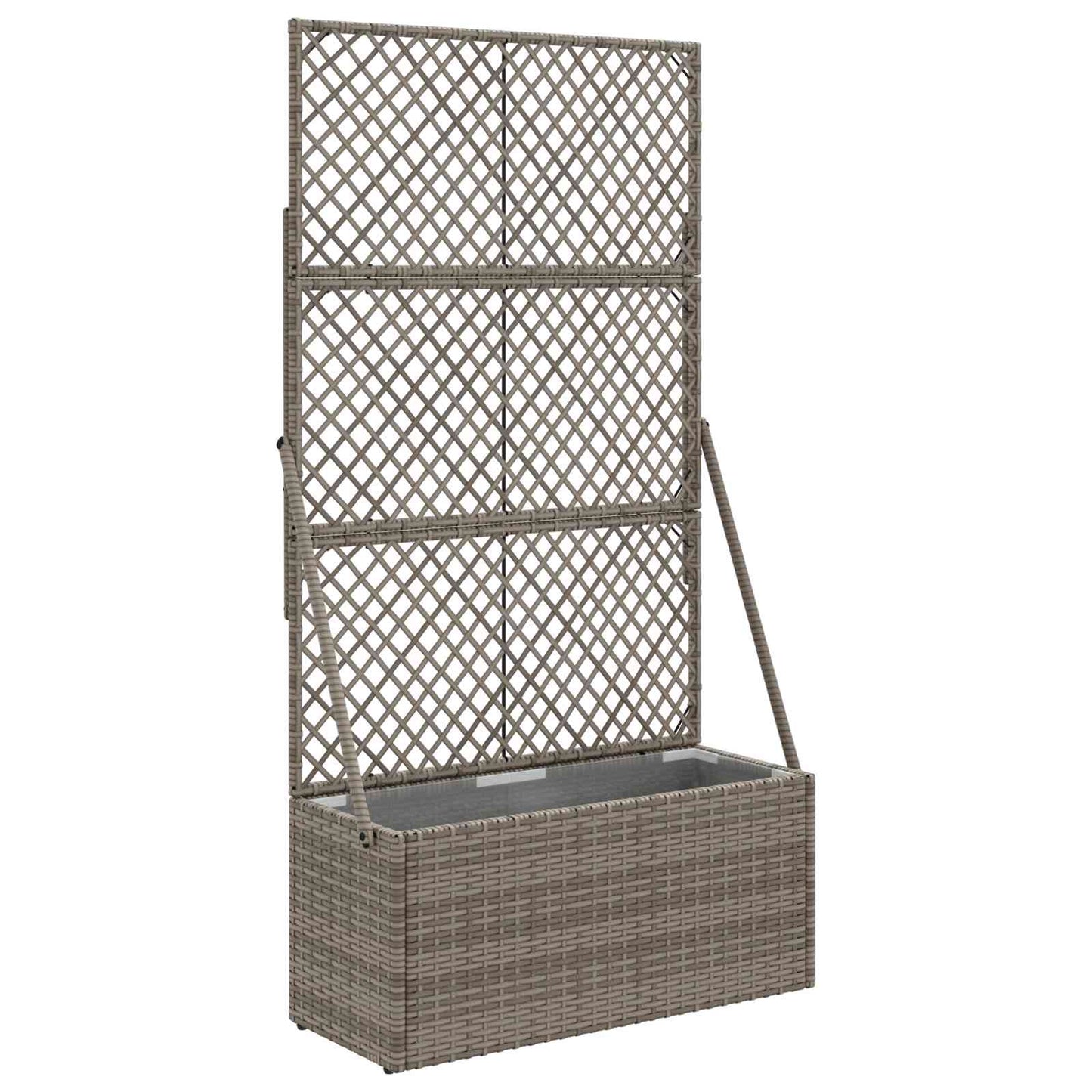 vidaXL Garden Planter with Trellis Grey 70 x 30 x 135 cm Poly Rattan