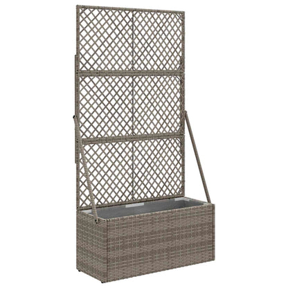 vidaXL Garden Planter with Trellis Grey 70 x 30 x 135 cm Poly Rattan