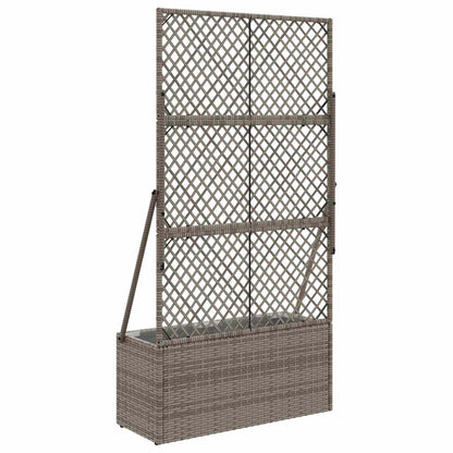 vidaXL Garden Planter with Trellis Grey 70 x 30 x 135 cm Poly Rattan