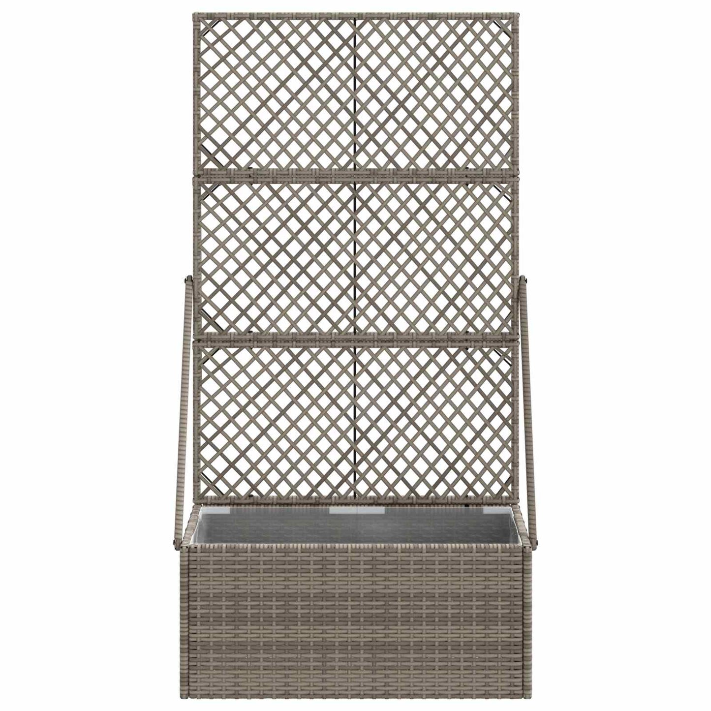 vidaXL Garden Planter with Trellis Grey 70 x 30 x 135 cm Poly Rattan