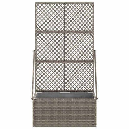 vidaXL Garden Planter with Trellis Grey 70 x 30 x 135 cm Poly Rattan