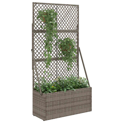 vidaXL Garden Planter with Trellis Grey 70 x 30 x 135 cm Poly Rattan