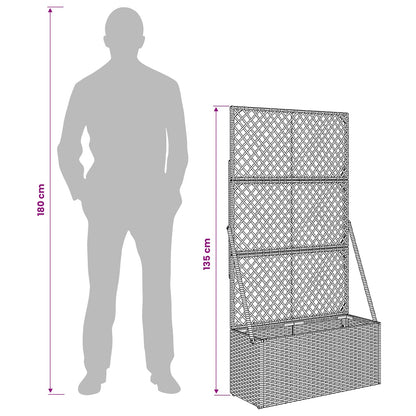 vidaXL Garden Planter with Trellis Grey 70 x 30 x 135 cm Poly Rattan