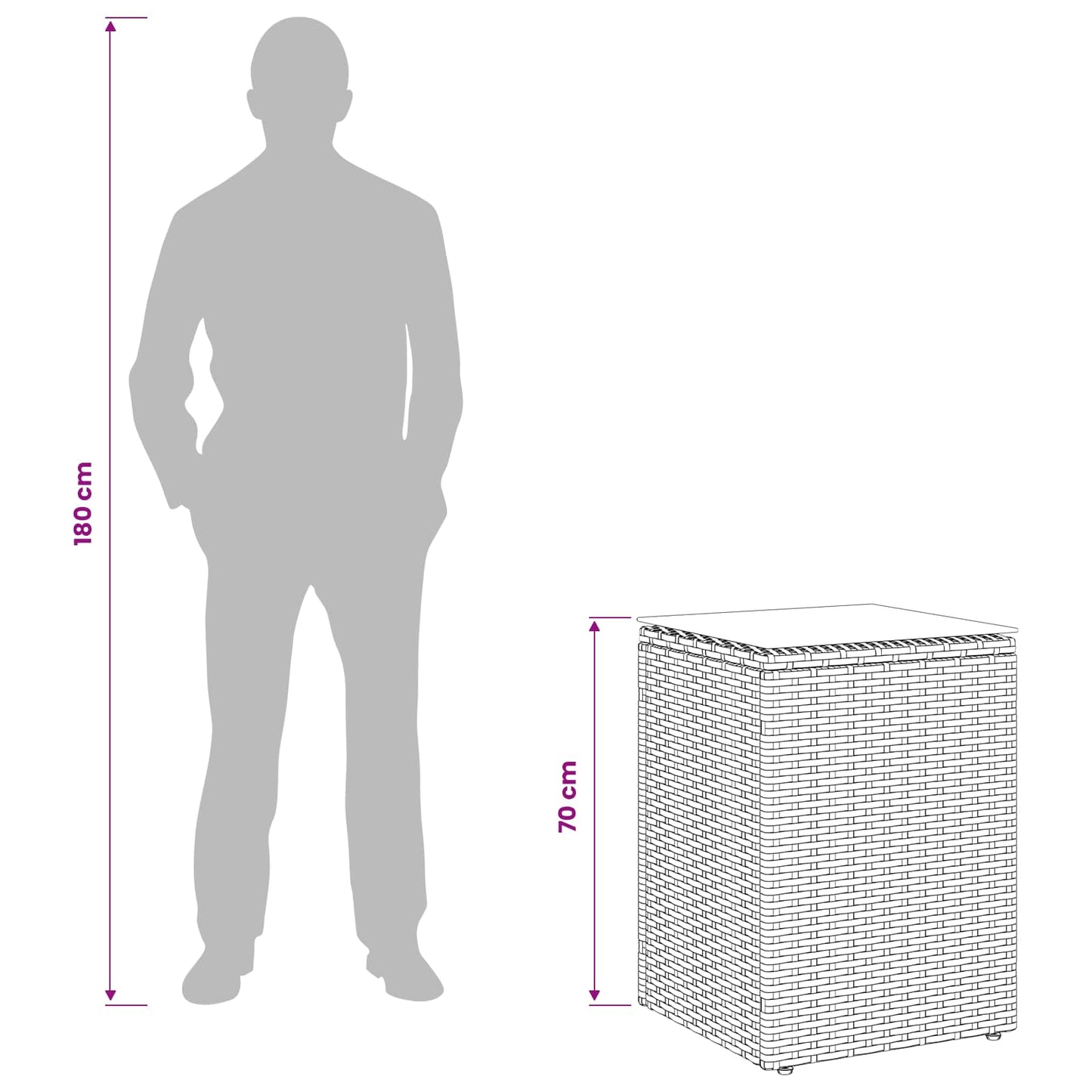 vidaXL Side Table Black 35 x 35 x 70 cm Poly Rattan