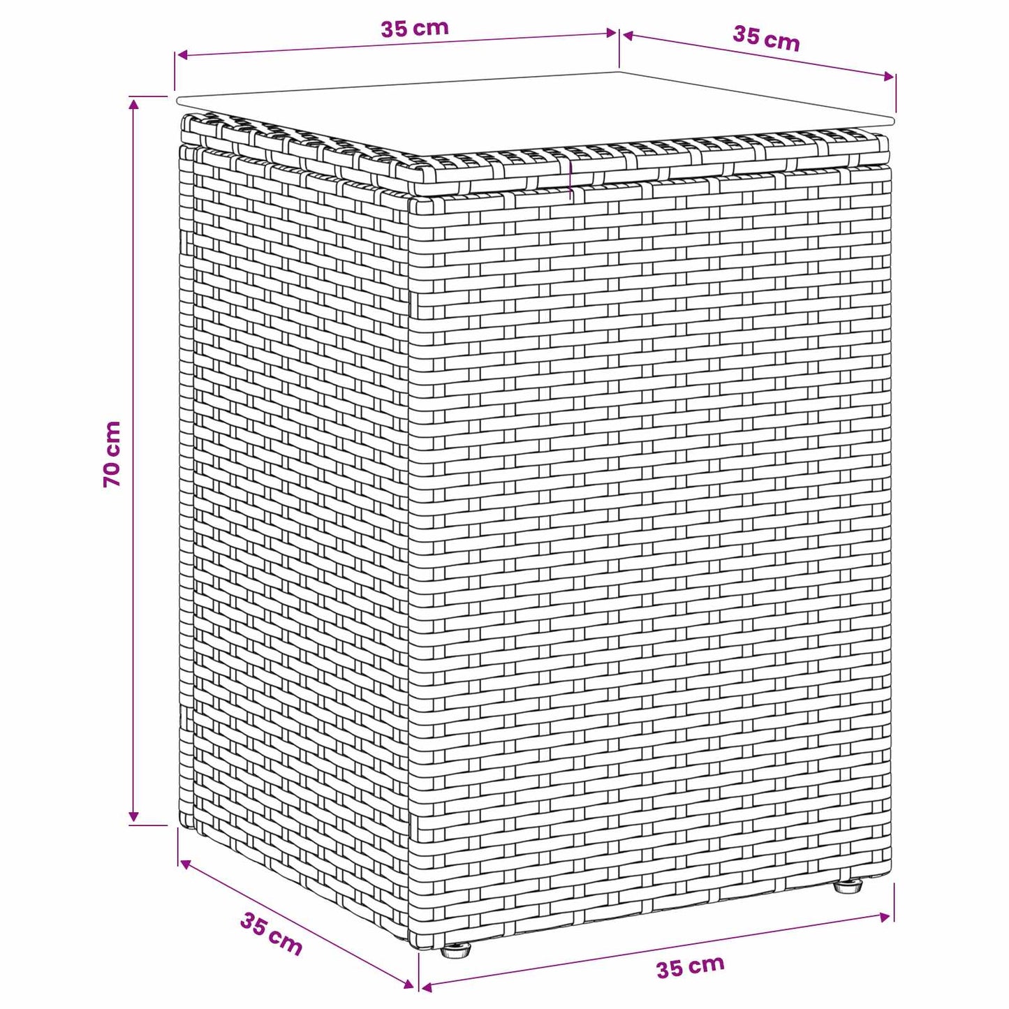 vidaXL Side Table Black 35 x 35 x 70 cm Poly Rattan