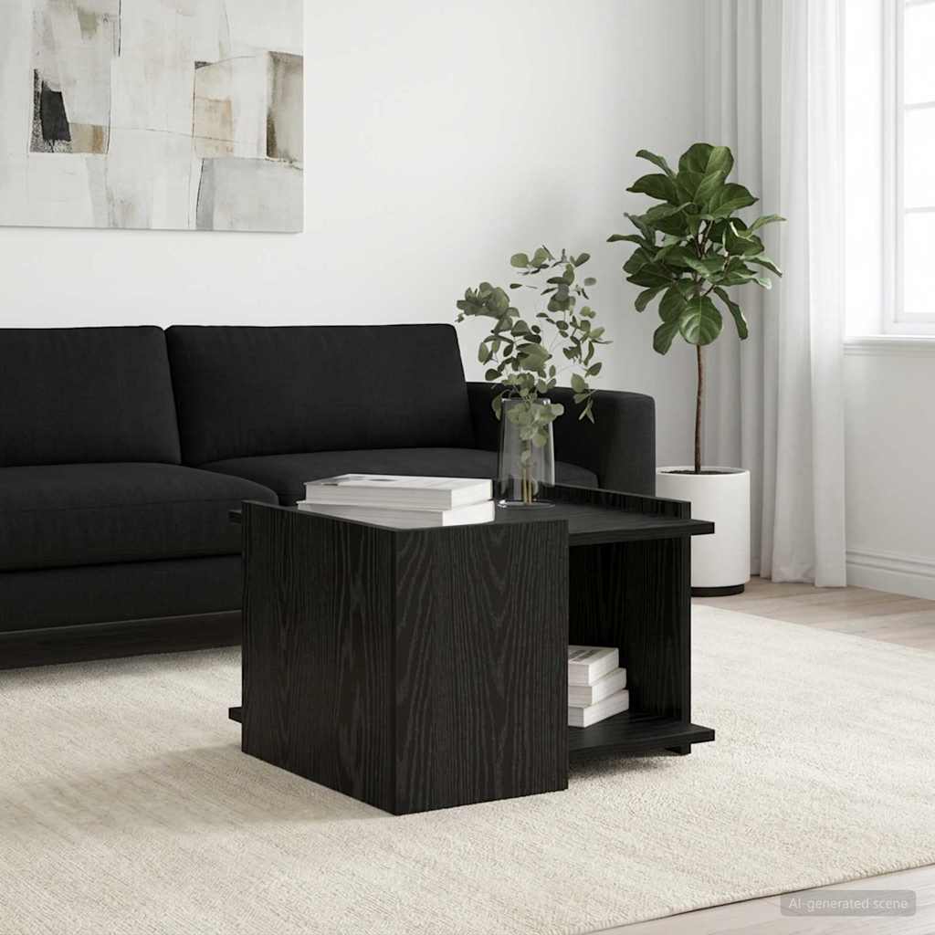 vidaXL Coffee Table Black Oak 50.5 x 50 x 33 cm Engineered Wood
