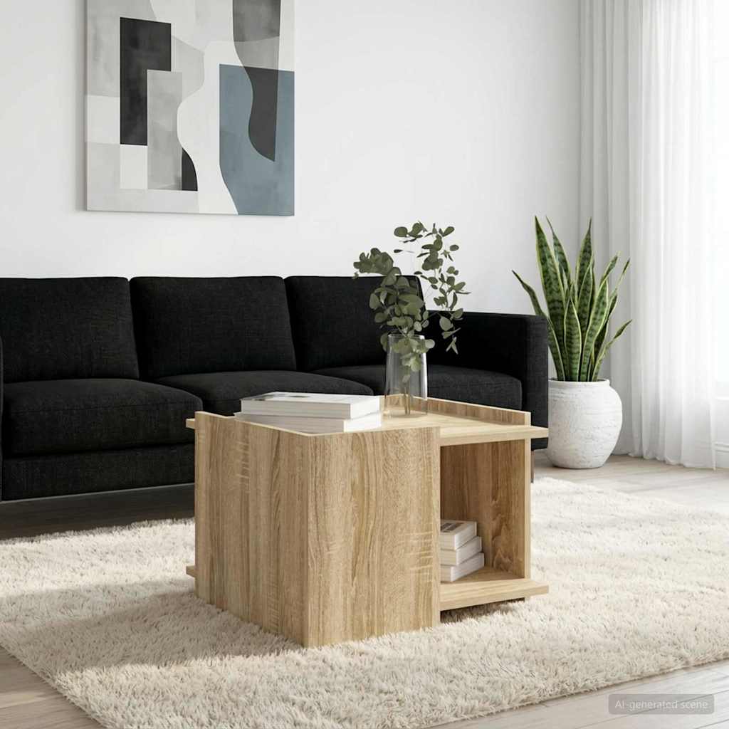 vidaXL Coffee Table Sonoma Oak 50.5 x 50 x 33 cm Engineered Wood