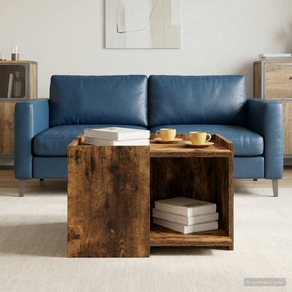 vidaXL Coffee Table Smoked Oak 50.5 x 50 x 33 cm Engineered Wood
