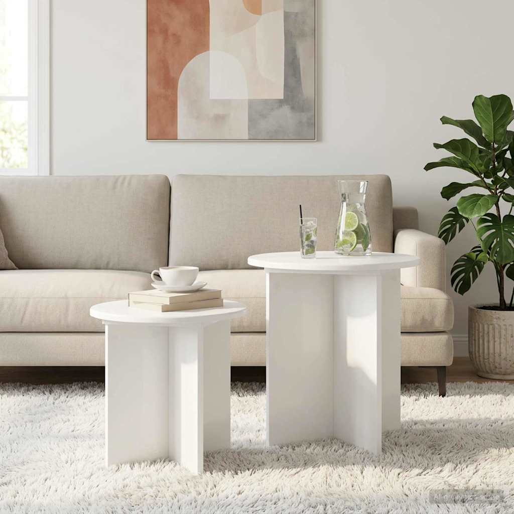 vidaXL Side Table Set 2 pcs Ø 45 x 45 cm Engineered Wood