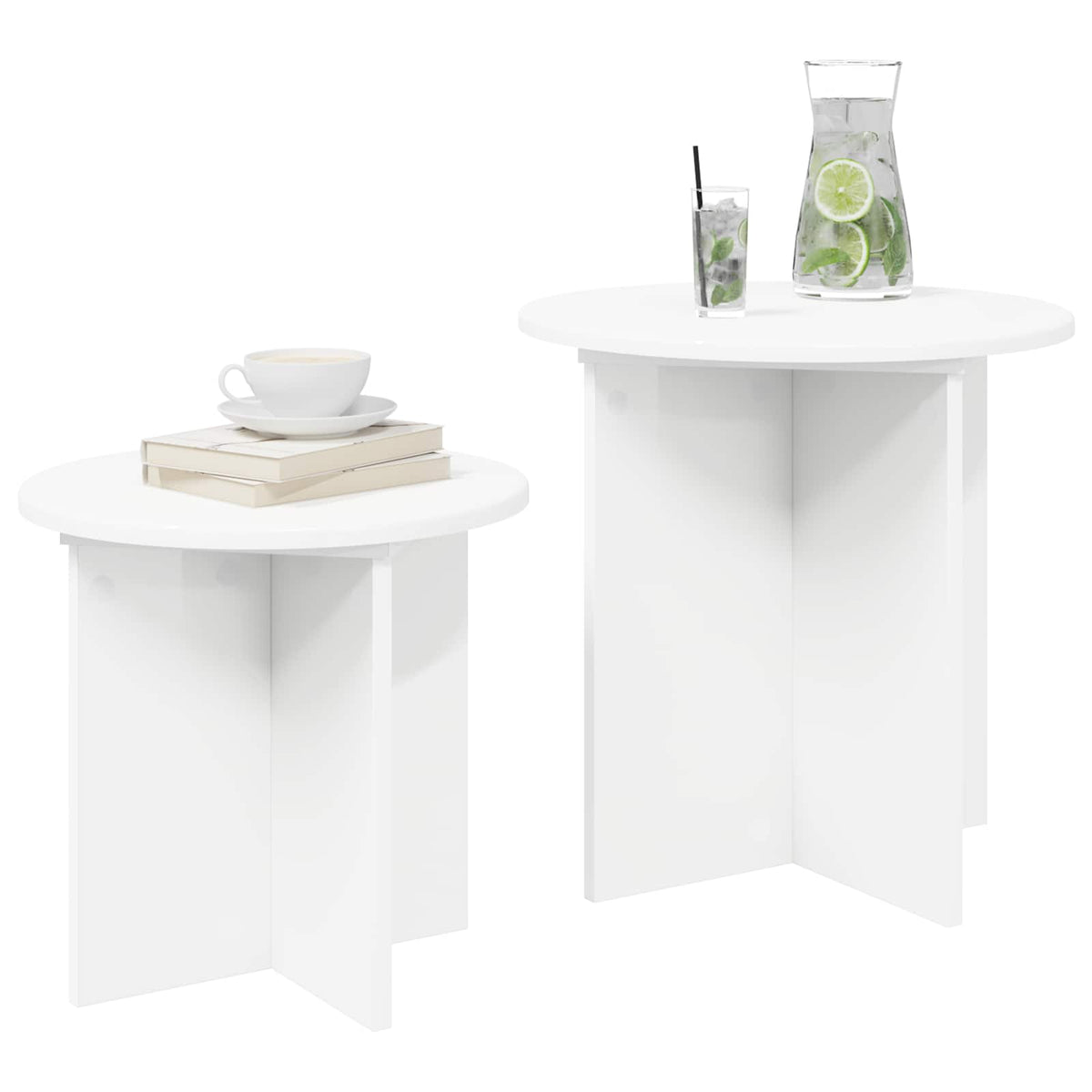 vidaXL Side Table Set 2 pcs Ø 45 x 45 cm Engineered Wood