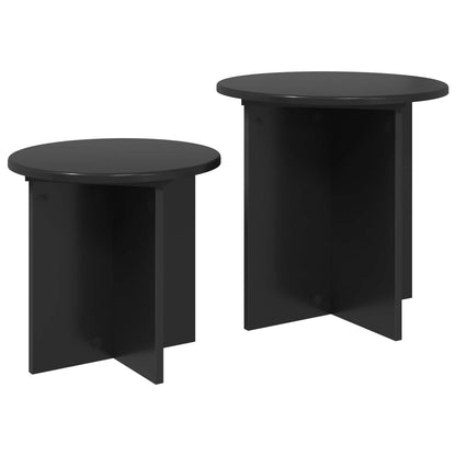 vidaXL Side Table Set 2 pcs Black Oak Ø 45 x 45 cm Engineered Wood