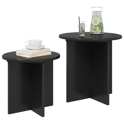 vidaXL Side Table Set 2 pcs Black Oak Ø 45 x 45 cm Engineered Wood