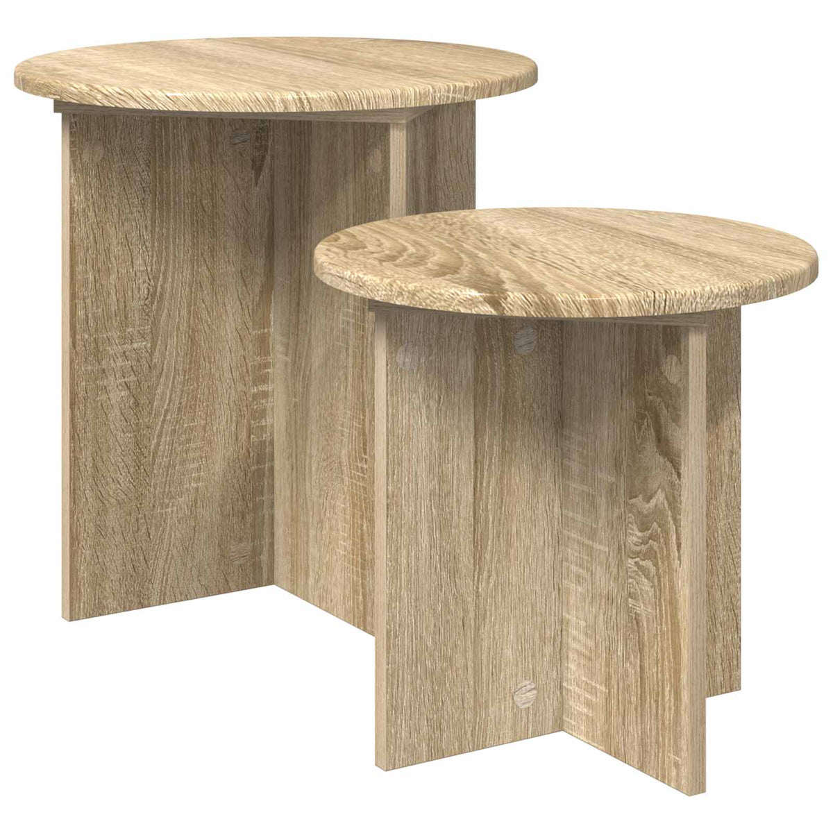 vidaXL Side Table Set 2 pcs Sonoma Oak Ø 45 x 45 cm Engineered Wood