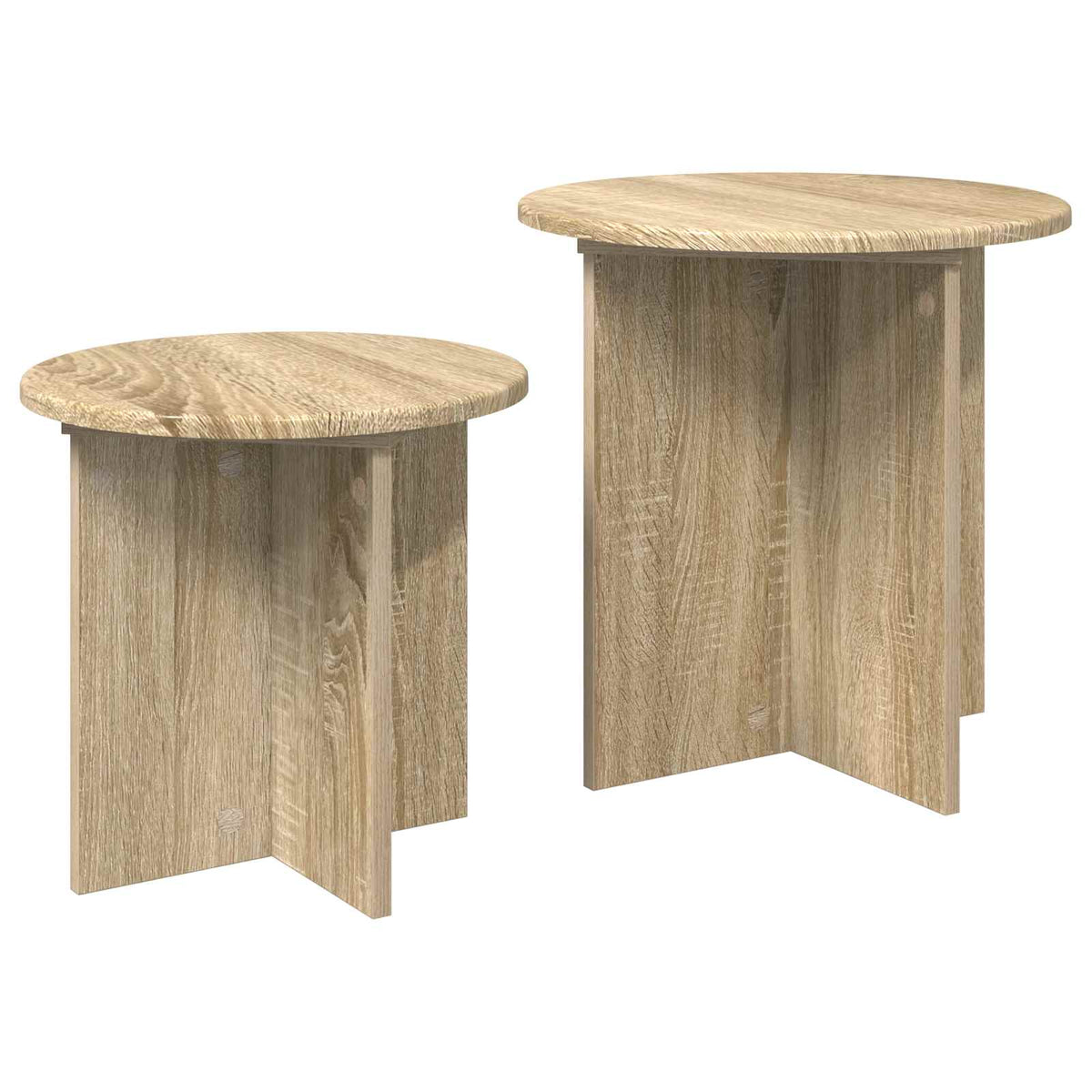 vidaXL Side Table Set 2 pcs Sonoma Oak Ø 45 x 45 cm Engineered Wood