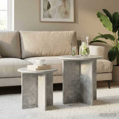 vidaXL Side Table Set 2 pcs Concrete Grey Ø 45 x 45 cm Engineered Wood