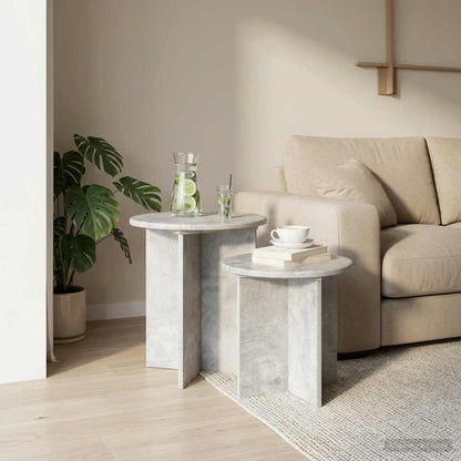 vidaXL Side Table Set 2 pcs Concrete Grey Ø 45 x 45 cm Engineered Wood